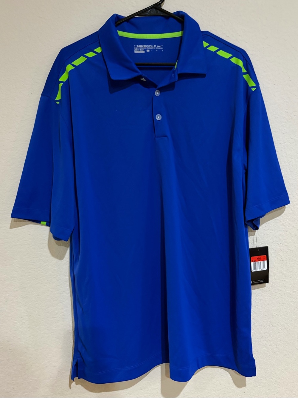 Nike Golf Dri-FIT Men's Large Royal Blue Volt Green Polo Shirt NWT 527807-466
